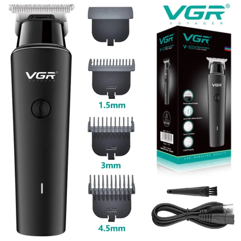 Профессиональная машинка для стрижки волос VGR, Триммер для бороды, парикмахерская USB, Перезаряжаемый Электрический Беспроводной Триммер для мужчин V-933