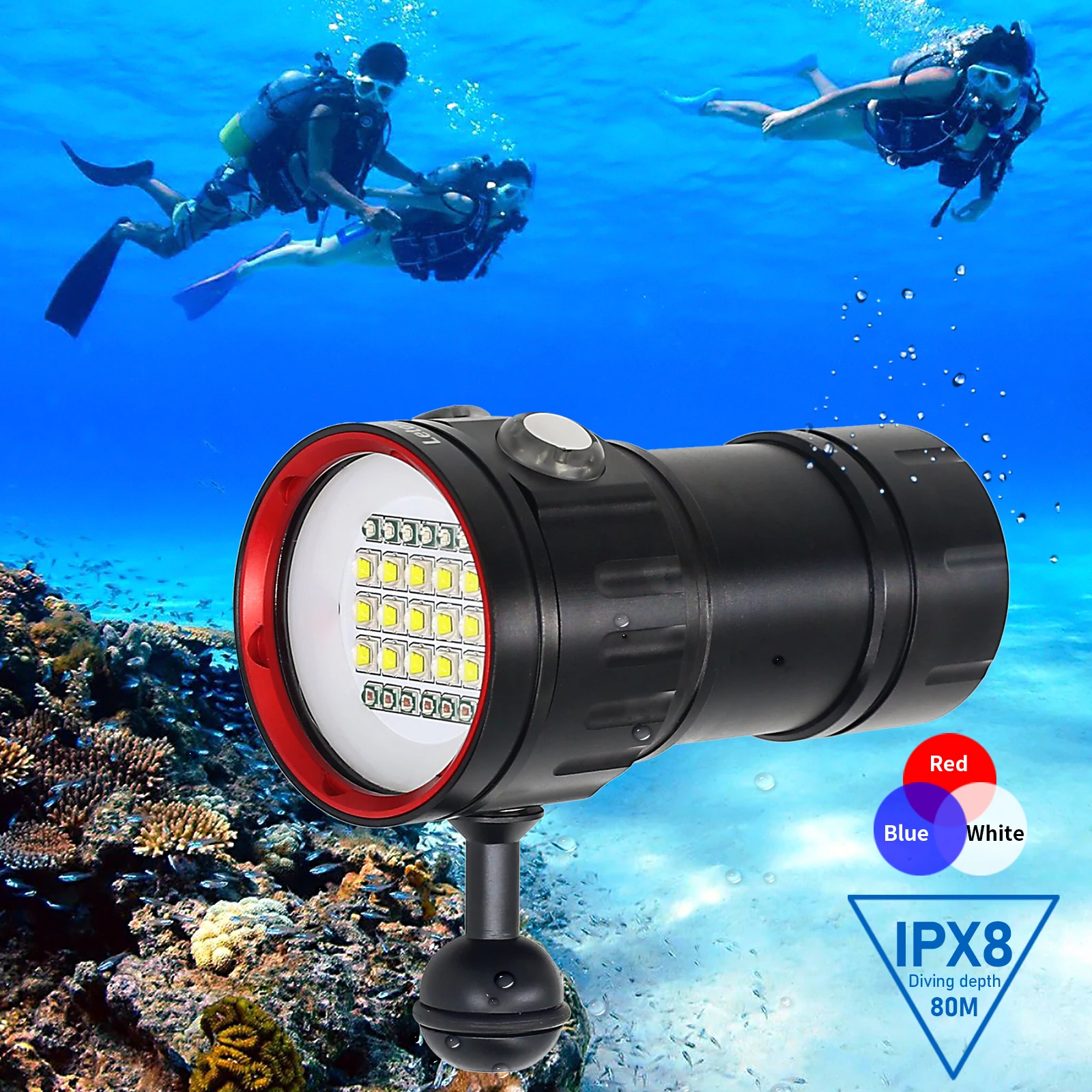 Профессиональная подводная 27 светодиодная лампа для фотосъемки с подсветкой 20000 люмен Фонарик для дайвинга 100 м Водонепроницаемый фонарь для видеокамеры