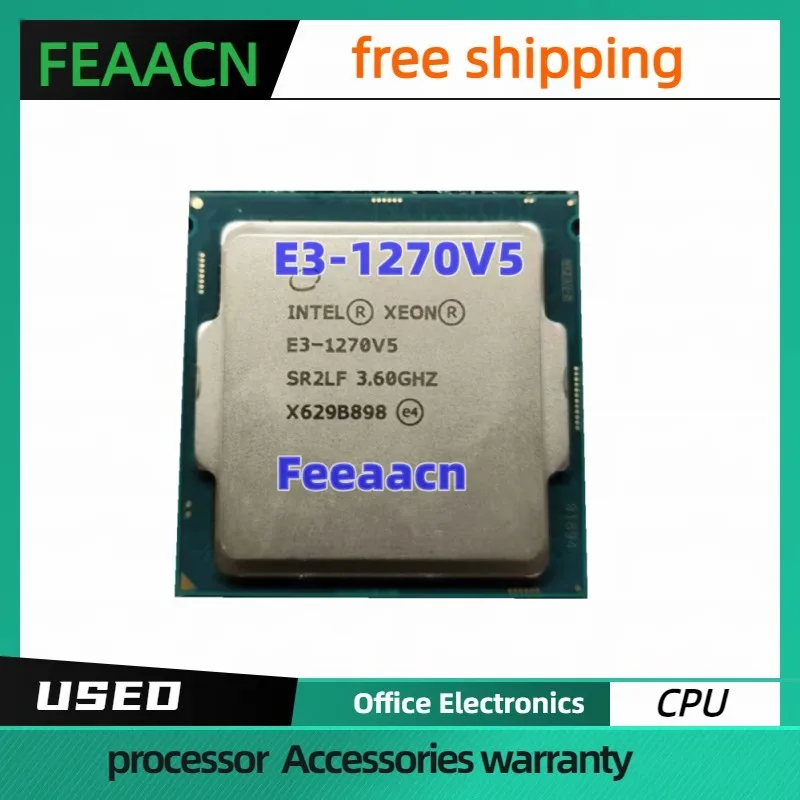 Процессор Intel E3-1270V5 четырехъядерный, 3,60 ГГц, 8 МБ, E3-1270 V5, DDR4, 2133 МГц, DDR3L, 1600 МГц, E3 1270 V5, FCLGA1151, TPD 80 Вт