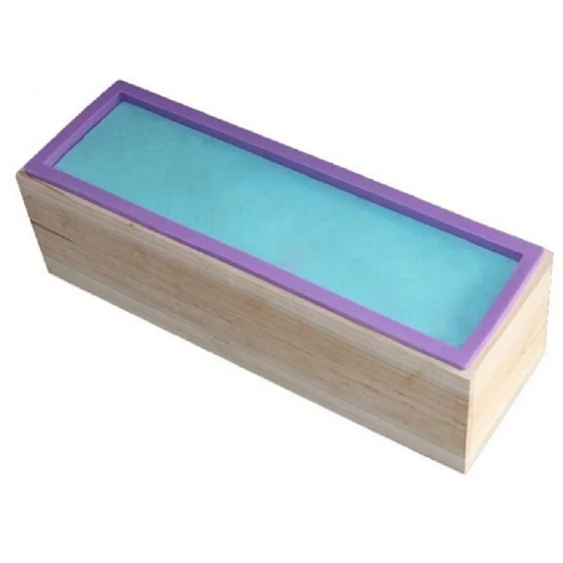 Прямоугольная силиконовая форма для мыла с деревянной коробкой, Самодельная свеча для производства мыла на 42 унции, формы для холодного мыловарения