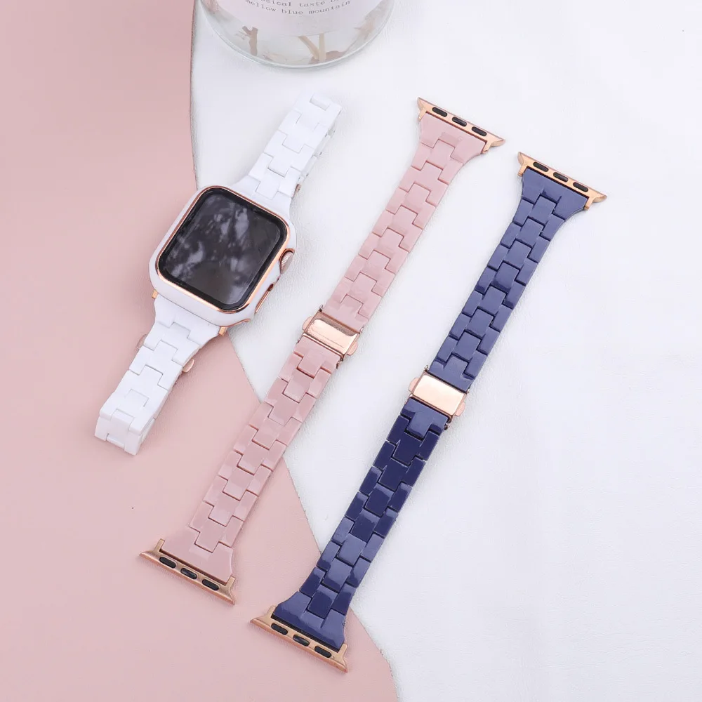 Ремешок из искусственной смолы Для Apple Watch, ремешок 38/40 мм, 42/44 мм, Ремешок Для наручных часов iWatch Apple watch series 7 3 5 SE 6 4
