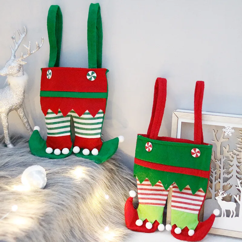 Рождественские украшения, Рождественские Принадлежности, Нетканый пакет для конфет, Подарок Санта-Клауса, 3D Подвесная Сумочка для ног, Рождественское украшение