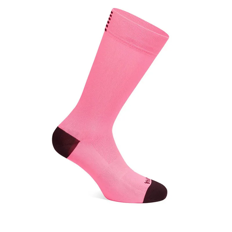 Розовые Мужские Женские Велосипедные носки, быстросохнущие спортивные носки для езды на велосипеде, компрессионные носки для верховой езды, размер 38-45