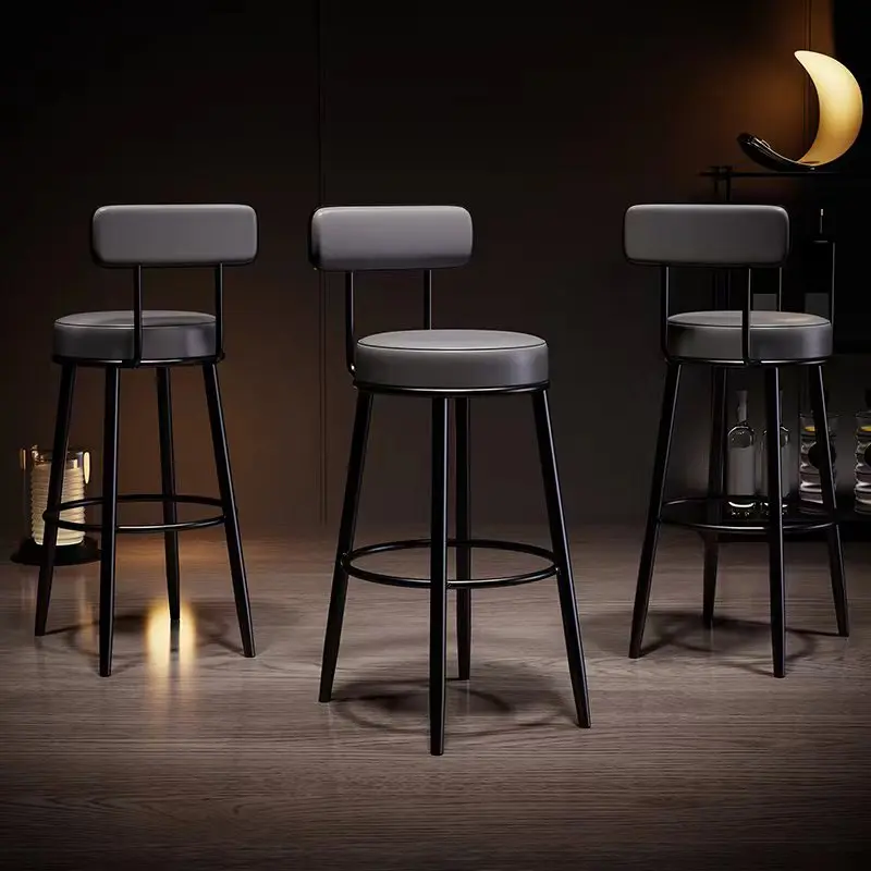 Роскошные современные барные стулья Для столовой, металл, черный, Высококачественный барный стул, кожа, Европейские табуреты для бара, Мебель для дома
