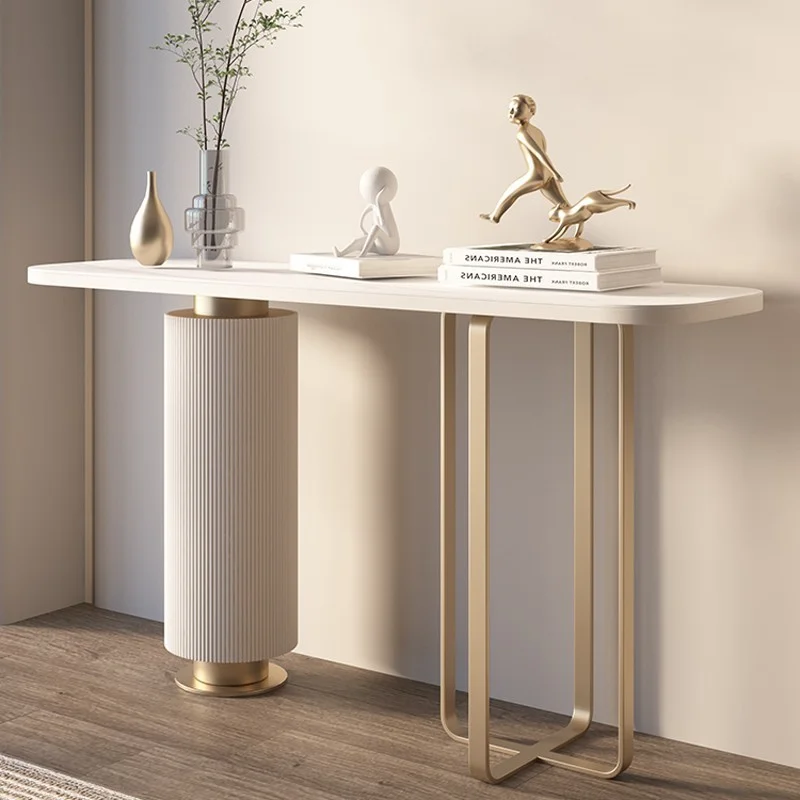 Роскошный приставной столик в спальне Минималистичный дисплей Прямоугольный приставной столик белого скандинавского дизайна, мебель для дома в стиле Бас-пур