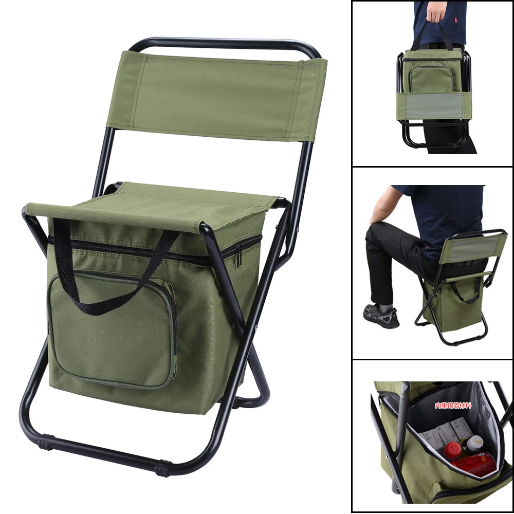 Рыболовный стул с сумкой-холодильником объемом 10 л, Портативный дизайн, Компактный Рыболовный стул, Складные Походные Пляжные стулья, уличная мебель