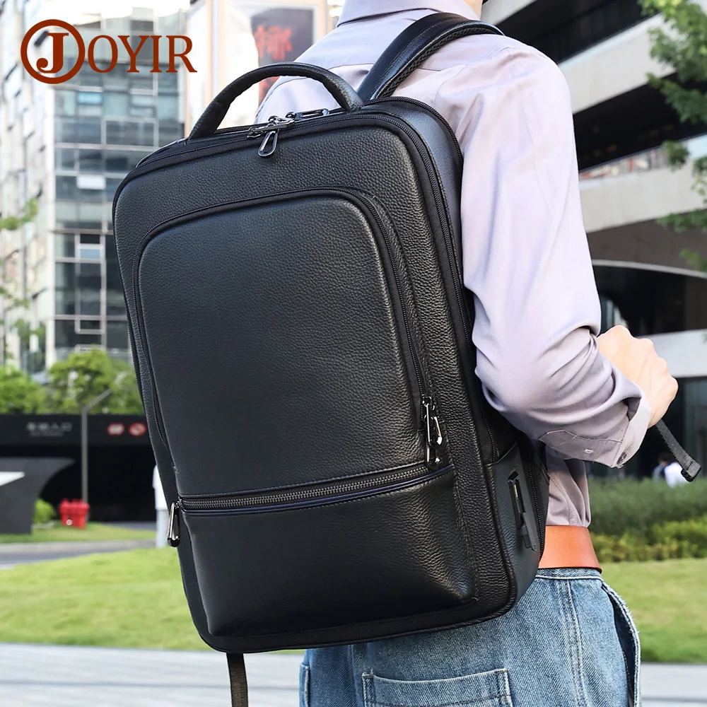 Рюкзак для ноутбука JOYIR из натуральной кожи, рюкзаки из коровьей кожи с портом USB Type-C, подходят для 15,6 