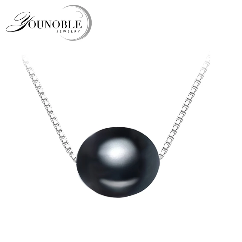 Свадебное ожерелье из натурального черного пресноводного жемчуга 8-9-10 мм, ожерелье из стерлингового серебра 925 пробы с жемчужной подвеской Для женщин