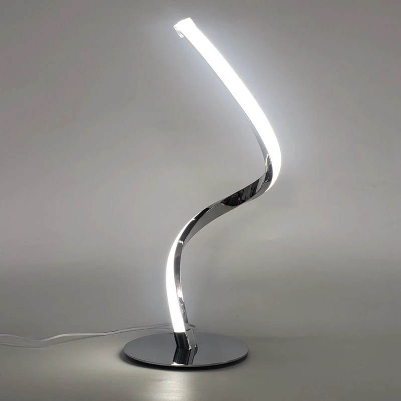 Светодиодная спиральная настольная лампа, Современная изогнутая настольная прикроватная лампа, Теплый белый свет для гостиной, спальни, лампы для чтения, Декоративное освещение