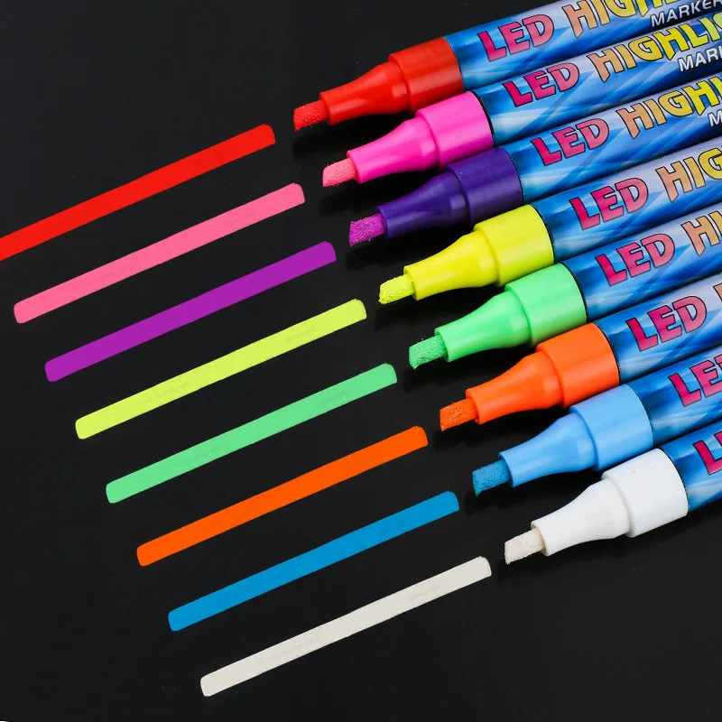 Светодиодный маркер со стирающимся маркером Доска Рекламная ручка Цветная Светодиодная специальная ручка для светящейся пластины 8 цветов