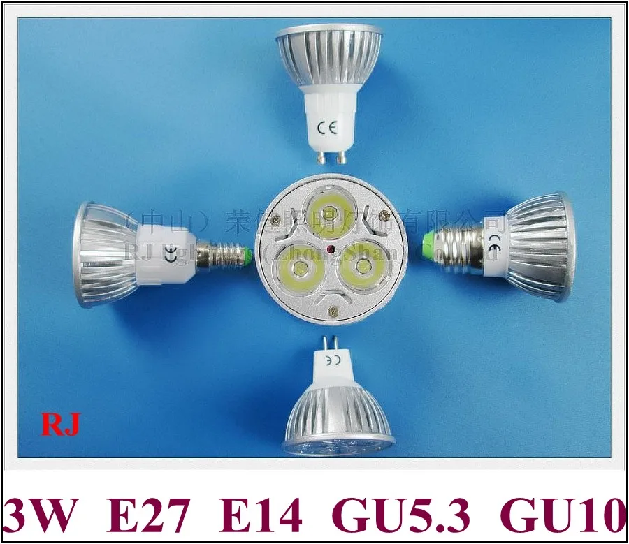 Светодиодный точечный светильник 3 Вт light cup E14 E27 GU10 GU5.3 (MR16) светодиодная лампа прожектор