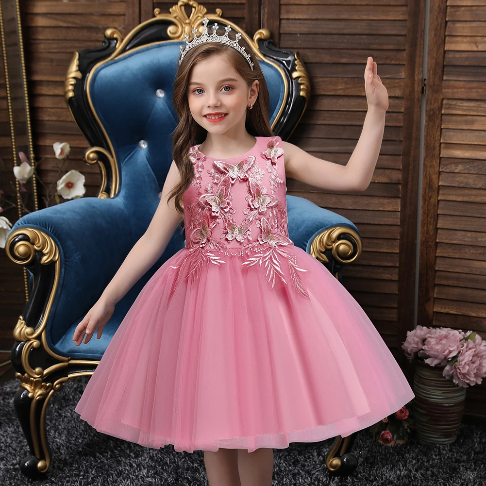 Сетчатое платье Принцессы без рукавов с цветочной вышивкой Бабочки PatPat для маленьких Девочек