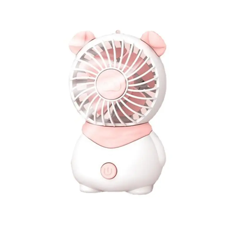 Симпатичный настольный вентилятор, маленький портативный вентилятор, ручной дизайн свиньи, 4 листика вентилятора, USB перезаряжаемый тихий настольный вентилятор для домашнего стола, ручной