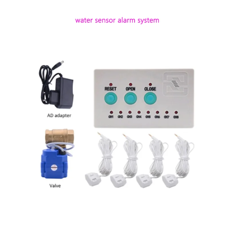 Система сигнализации уровня воды для контроля утечки из трубы с Латунным Клапаном Автоматического Отключения DN15/DN20/DN25 и кабелем Детектора 4шт для Дома