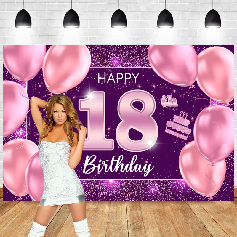 Сладкий 18-й фон 18-е Украшение с Днем рождения для девочек, фон для фотосъемки на годовщину вечеринки для взрослых, реквизит для фотосессии на бар-мицву
