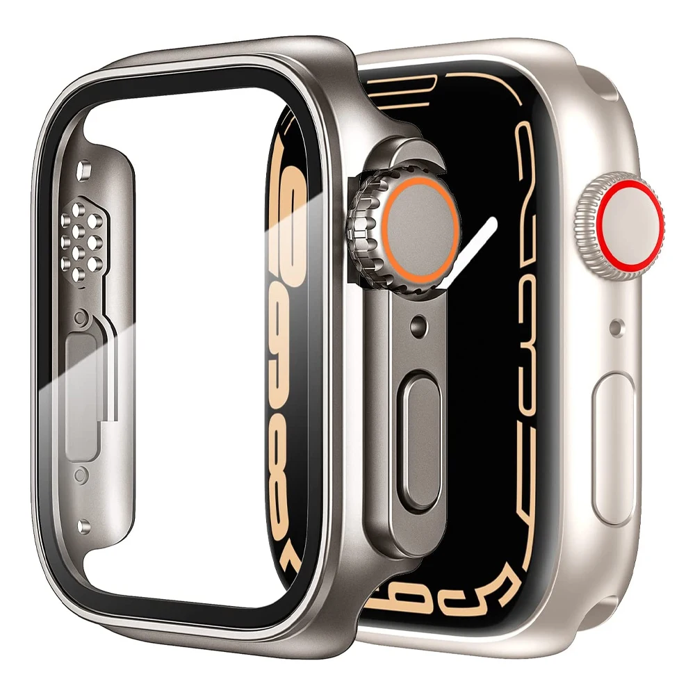 Смените защитную пленку на Ultra 49 мм для Apple Watch Case 40 мм 44 мм 45 мм 41 мм Чехол для ПК + Стеклянная пленка iwatch series 8 7 6 5 4 SE
