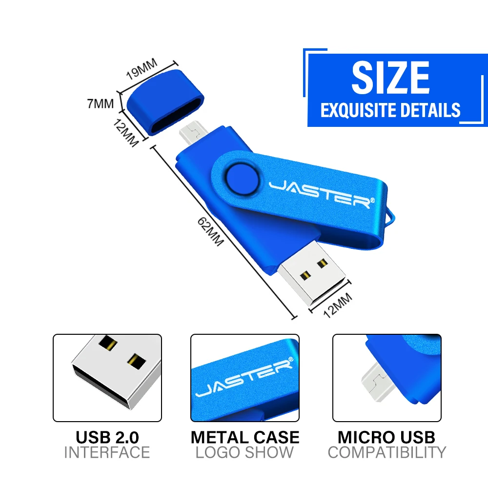 Совершенно новый JASTER OTG USB флэш-накопитель 64 ГБ 32 ГБ (подарок) 16GBUSB 2,0 флешка высокоскоростной флеш-накопитель мобильный USB флэш-накопитель