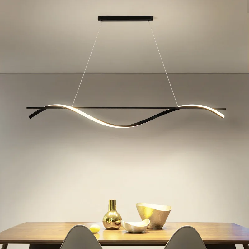 Современная светодиодная люстра в стиле минимализм, Черная светодиодная люстра, освещение для гостиной, столовой, кухни, Подвесной светильник для кафе
