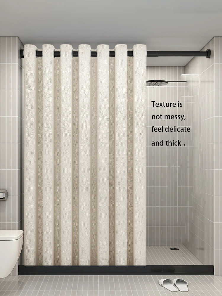 Современные занавески для душа K-Water, утолщенная льняная водонепроницаемая ткань, однотонная занавеска для ванной комнаты, роскошные крючки для ванной