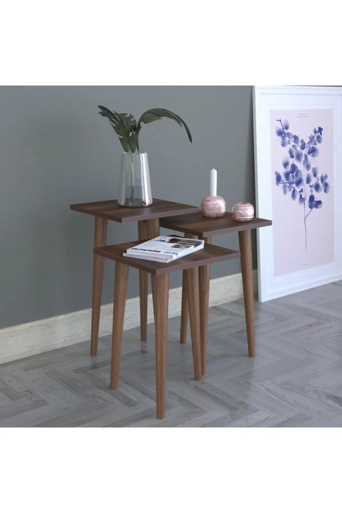Современный журнальный столик Zigon, 3 предмета, квадратная деревянная ножка, установленная в скандинавском стиле, стол для сервировки чая и кофе, гостиная Sid