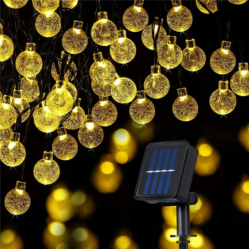 Солнечные струнные фонари Водонепроницаемые наружные хрустальные шары для помещений с 8 режимами 50 светодиодов для домашнего Сада Свадебного Рождественского украшения