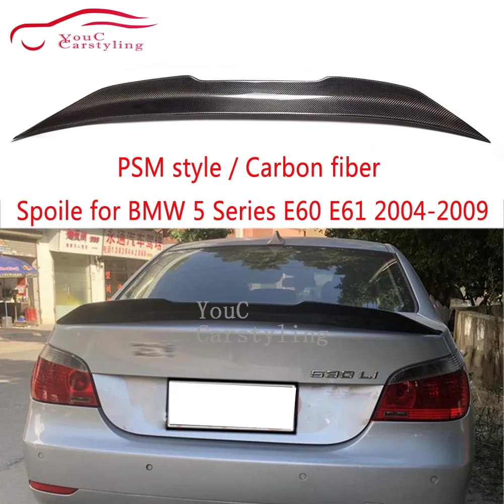 Спойлер E60 для BMW 5 серии E60, спойлер из настоящего углеродного волокна, ремонт заднего крыла багажника автомобиля, Стиль PSM 2004-2009 Год