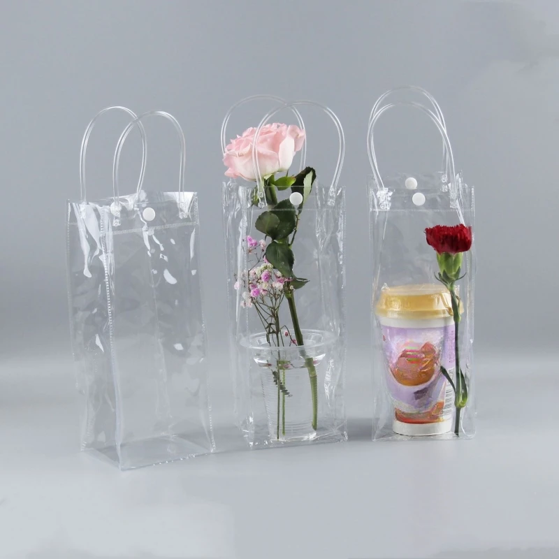 Сумка для цветов из ПВХ, сумка для цветов, прозрачная сумка-тоут, простая упаковка для цветочного магазина 