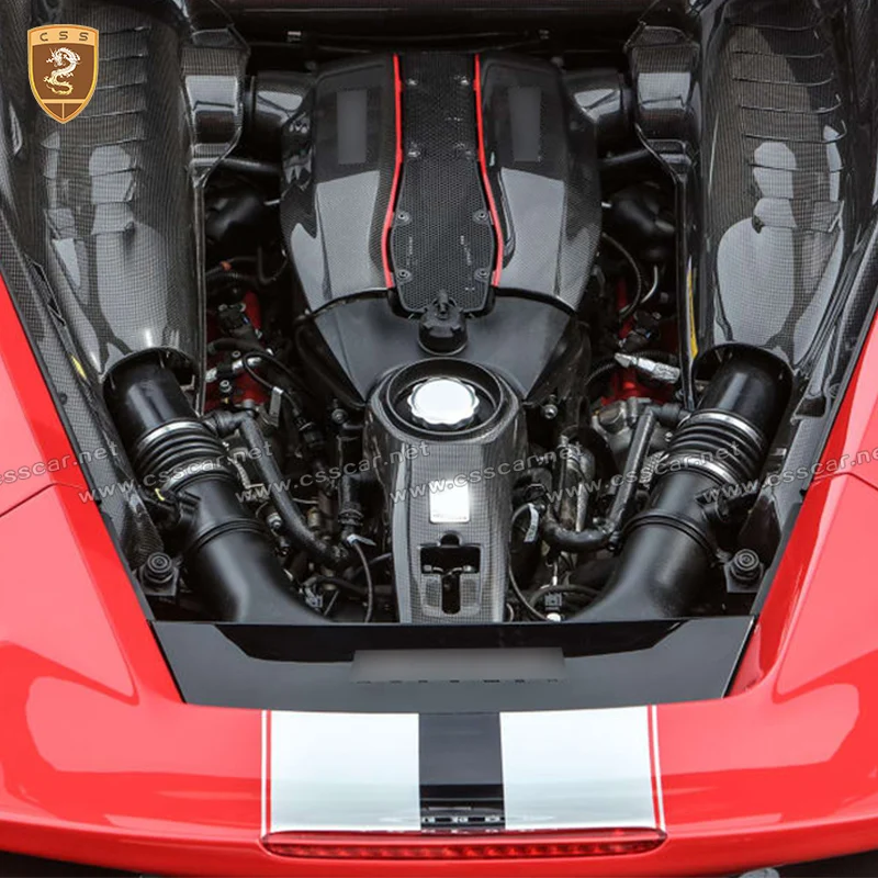 Сухое Углеродное Волокно Для Ferrari 488 GTB Spider Spyder Украшение Крышки Двигателя Тюнинг Автомобиля Внешние Аксессуары