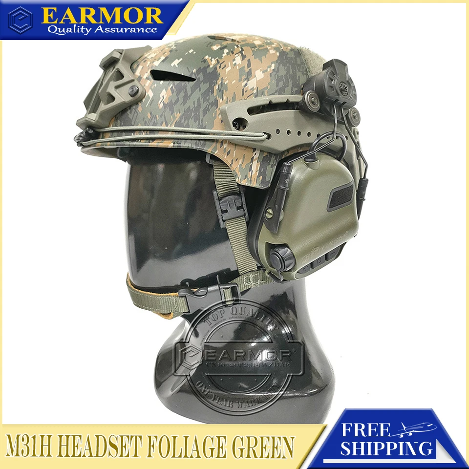 Тактическая гарнитура EARMOR M31H для защиты слуха Подходит для шлема Wendy Exfil, военные наушники с шумоподавлением