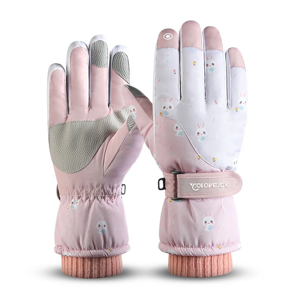 Теплые лыжные перчатки GOBYGO с полным пальцем, нескользящий водонепроницаемый сенсорный экран, плюс бархатные Женские Мужские перчатки для занятий спортом на открытом воздухе, велосипедные лыжные перчатки