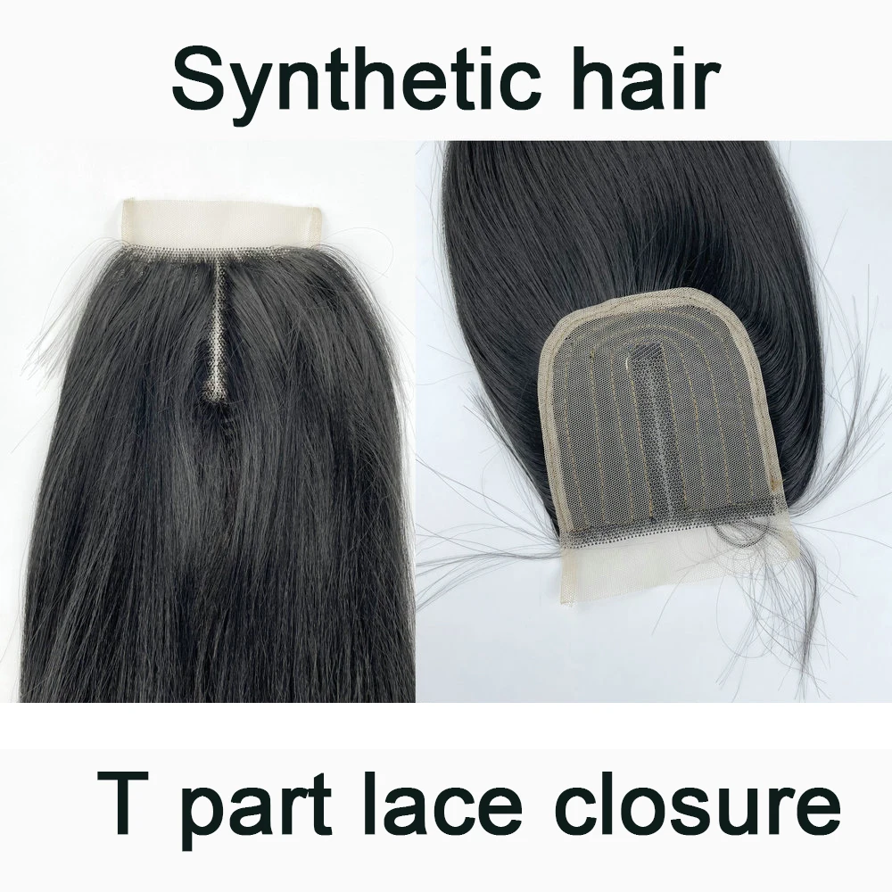 Термостойкое волокно 4 на 4, прямая одинарная застежка Naked Yaki, синтетические волосы STW длиной 4 * 4 Т-образной части, кружевная застежка длиной 24 дюйма