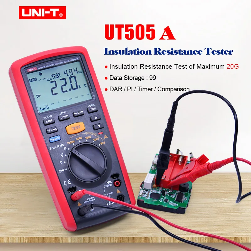 Тестер сопротивления изоляции UNI-T UT505A; Цифровой мультиметр постоянного тока переменного тока вольт-Омметр Частотный тестер сопротивления Мегомметр
