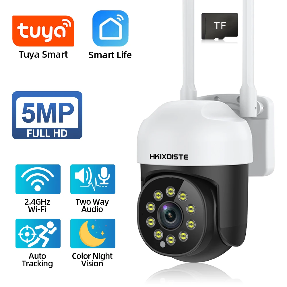 Уличная IP-камера безопасности Tuya WiFi 3MP 5MP Камера видеонаблюдения AI Human Detect Беспроводная камера Smart Life app Control