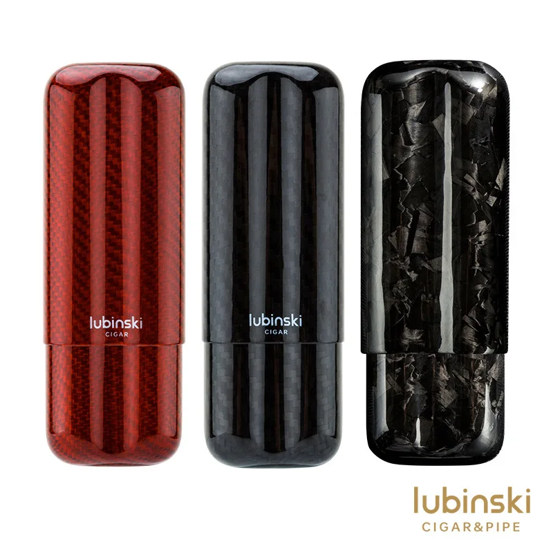 Ультралегкий увлажняющий тюбик для сигар из углеродного волокна LUBINSKI, две упаковки Легкого портативного футляра для сигар из углеродного волокна