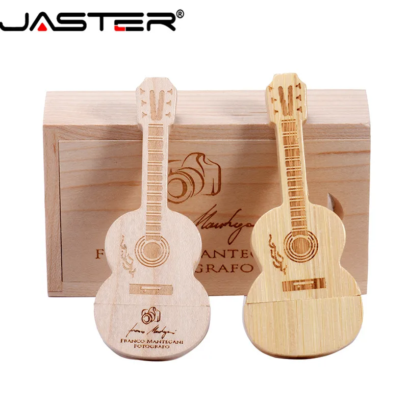 Флеш-накопитель JASTER в форме деревянной гитары, 128 ГБ, Бесплатный индивидуальный логотип, 64 ГБ, флэш-накопители USB 2.0, 32 ГБ, Музыкальный Креативный подарок, Карта памяти