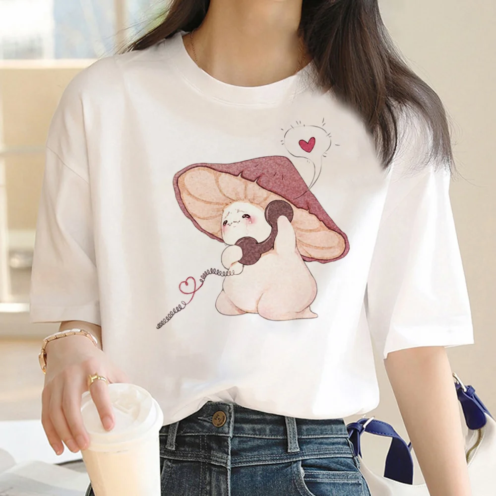 Футболки Cottagecore с грибами, женские забавные летние футболки с графическим рисунком, женская японская одежда с комиксами