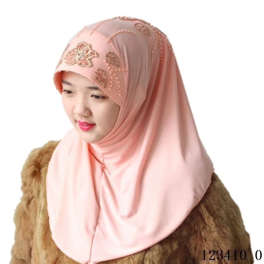 Хиджаб Для женщин, Абая, Ислам, Рамадан, Шапочка от Рака, Маленький цветок, Мусульманский Головной платок ручной работы из бисера Для малазийских женщин, Тюрбаны Дубай