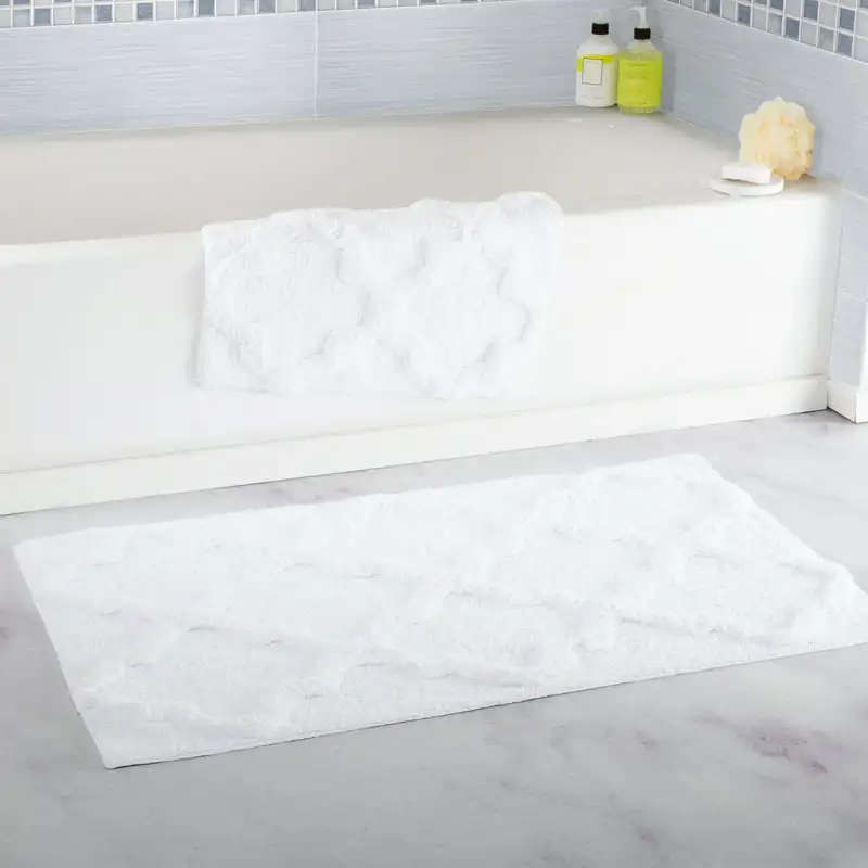 Хлопковый комплект ковриков для ванной с решеткой из 2 частей, коврик для ванной с эффектом памяти, Впитывающий коврик для ванной, Милые аксессуары для ванной комнаты, коврик для ванной Kawaii ba