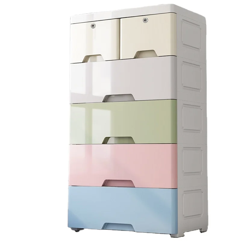 Цветной пластиковый шкаф для хранения картотеки для одежды в спальне на колесиках с выдвижными ящиками