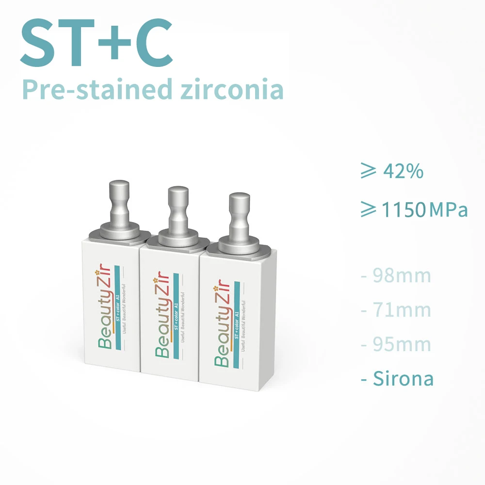 Циркониевые Блоки ST + Color Preshade Sirona Cerec System Beautyzir Super Translucency Стоматологический Циркониевый Cad Cam Блок