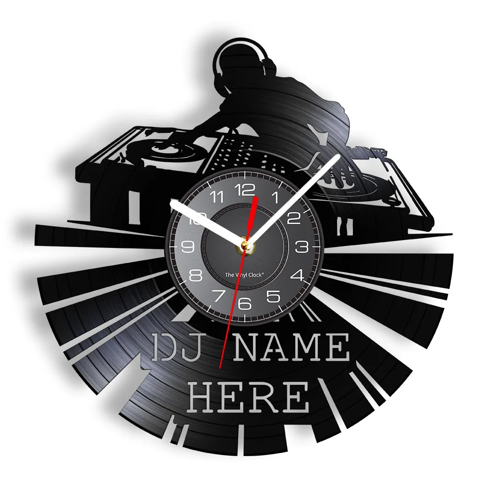 Часы с виниловой пластинкой DJ, Изготовленные на Заказ Современные Настенные часы, Персонализированное имя ди-джея На часах, Настенные часы DJ, Винтажные часы, Подарок для любителей музыки