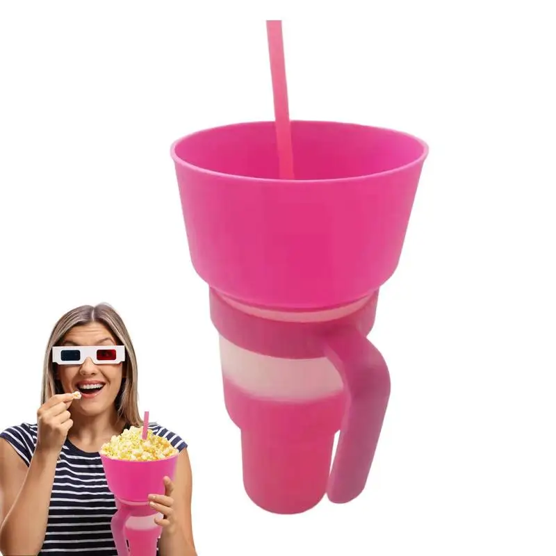 Чашка Для напитков и Закусок Combo Cup 2 В 1 Combo Cup Travel Snack & Drink Cup Combo С Соломенными Стадионными Чашками Для Детей, Взрослых, Девочек, Мальчиков