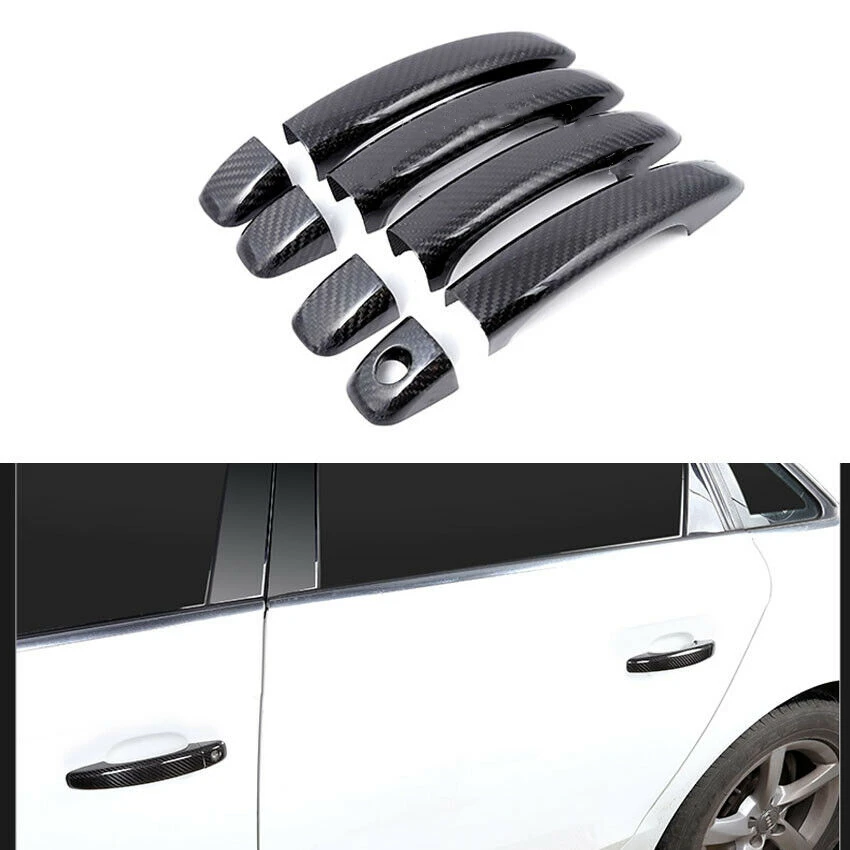 Черная Накладка на дверную ручку автомобиля из углеродного волокна для Audi A1 без отверстия для смарт-ключа