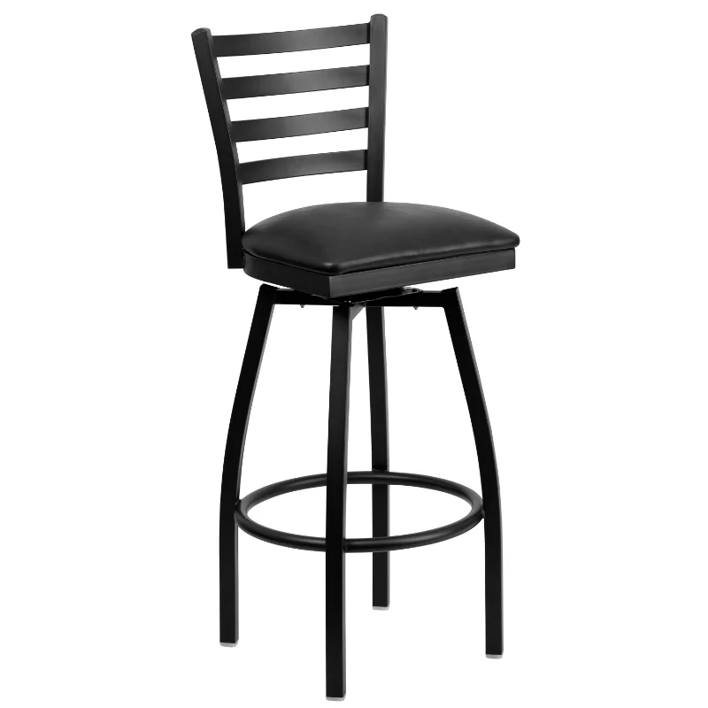 Черный металлический барный стул с поворотной спинкой, вращающийся на 360 °, для кухни, ресторана, Бистро-барных стульев