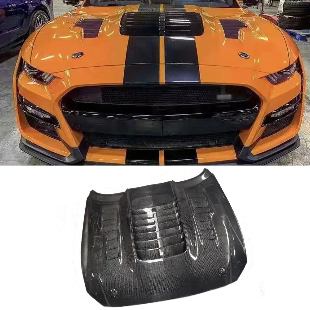 Чехол для капота двигателя из неокрашенного углеродного волокна FRP для Ford Mustang 2015 2016 2017, Автомобильные украшения для Авто