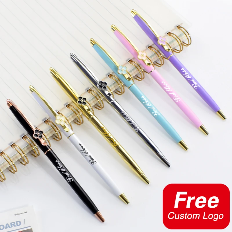 Шариковые ручки с логотипом на заказ, Модный четырехлистный клевер, многоцветные Высококачественные Роскошные Персонализированные оригинальные рекламные подарки