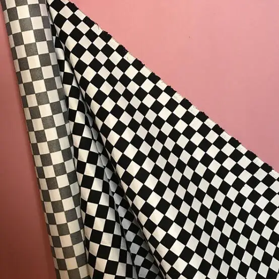 Шахматная ткань150*200 см Черно-белая сетка Винтажная клетчатая женская