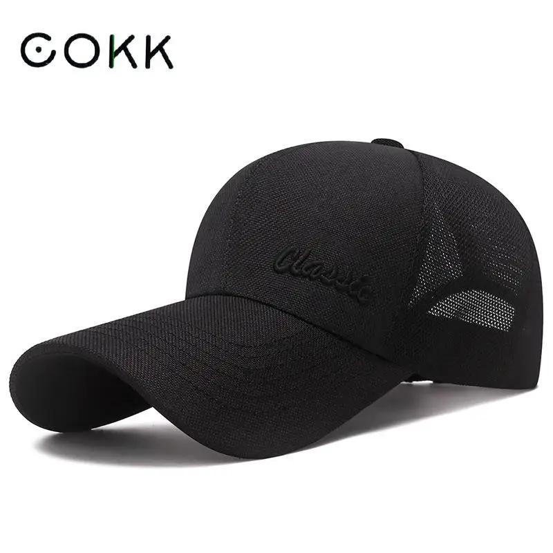 Шляпа COKK, Мужская Летняя бейсболка с длинными полями, Уличная солнцезащитная кепка с дышащей сеткой, бейсболка Gorro, Спортивная Повседневная Кепка на открытом воздухе