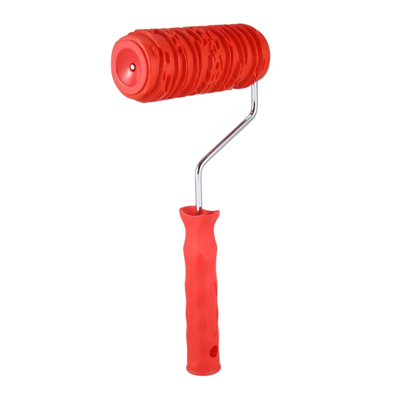 Шьет-6-дюймовый Малярный валик с ручкой, Резиновый деревянный инструмент для зернистой накатки для украшения стен, Красный