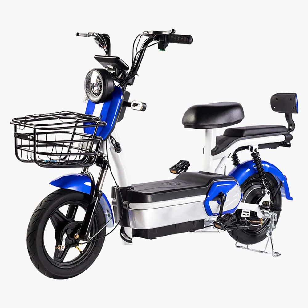 Электрический Велосипед Электрический велосипед для передвижения Со свинцово-кислотным аккумулятором и 14-дюймовой ступицей колеса Светодиодная фара с дисплеем для корзины заднего сиденья